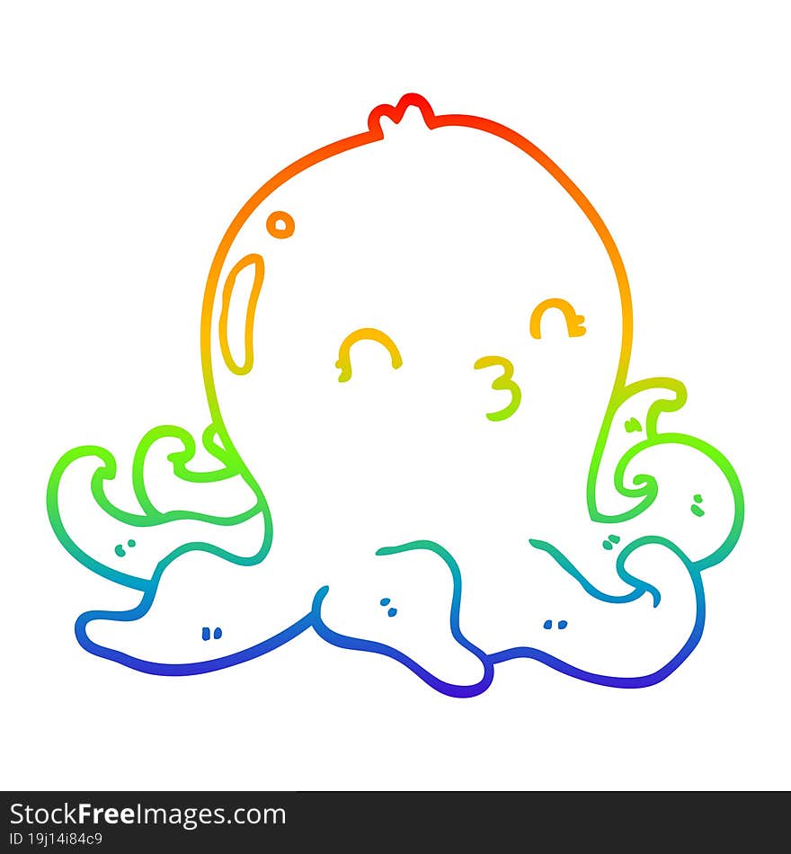 rainbow gradient line drawing cartoon octopus