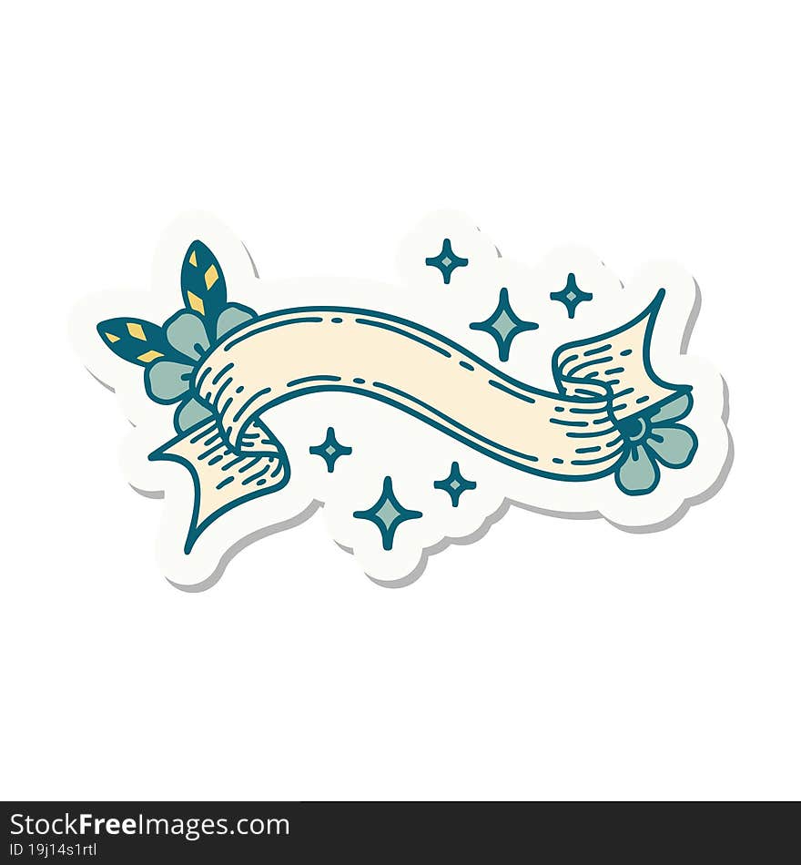 tattoo sticker with banner of a stars