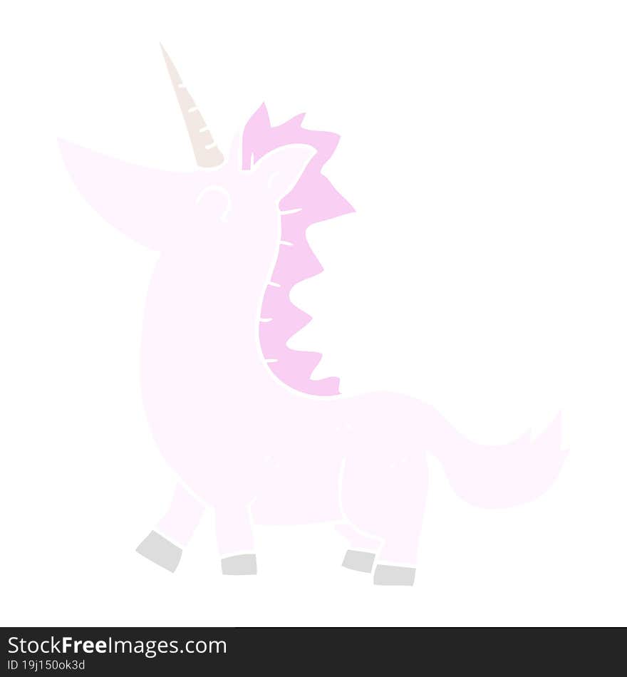 flat color illustration of a cartoon unicorn