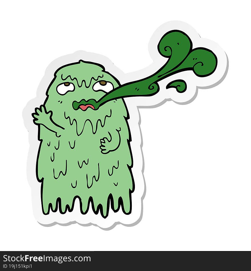 sticker of a gross cartoon ghost