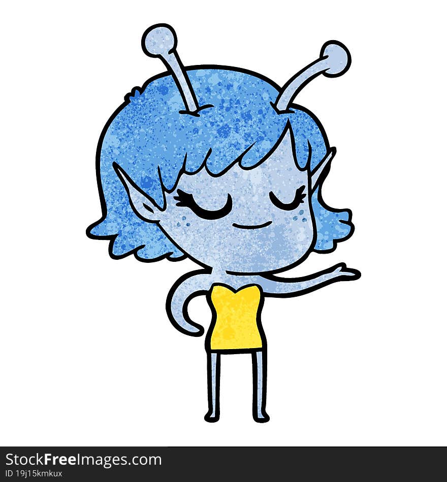 smiling alien girl cartoon. smiling alien girl cartoon