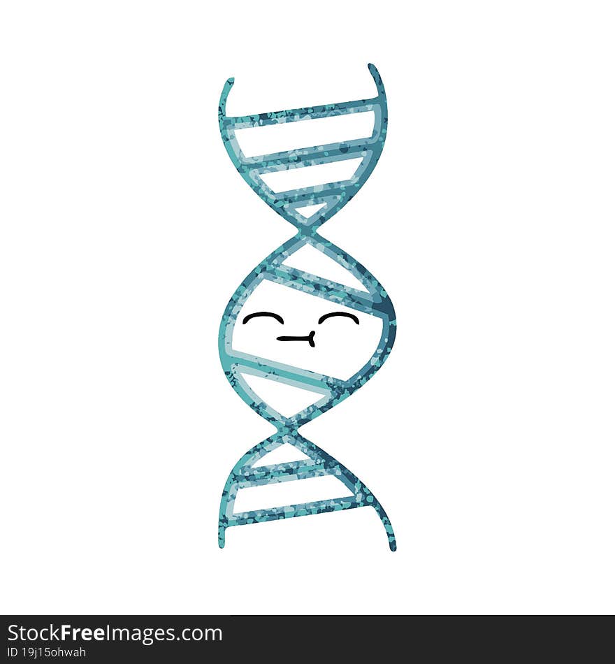 retro illustration style cartoon of a DNA strand