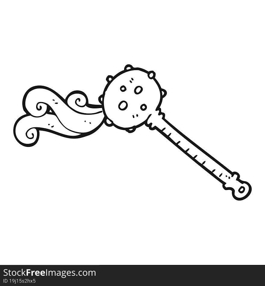 black and white cartoon medieval mace