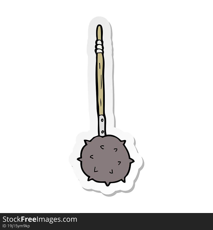 Sticker Of A Cartoon Medieval Mace