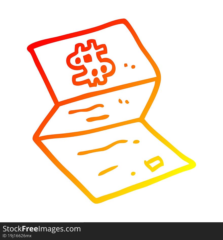 warm gradient line drawing of a cartoon legal money letter