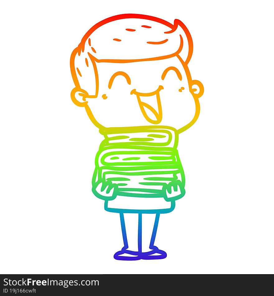 Rainbow Gradient Line Drawing Cartoon Man Laughing