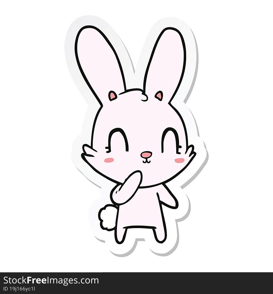 Sticker Of A Cute Cartoon Rabbit