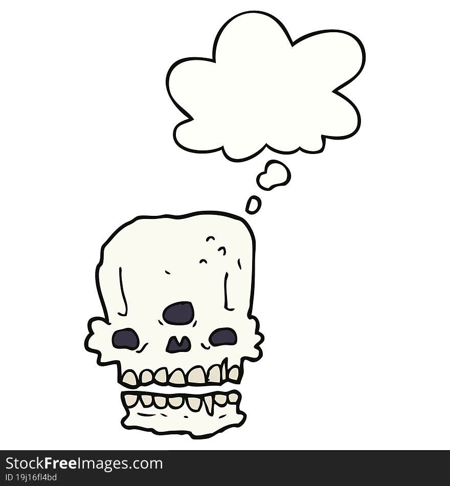 Cartoon Spooky Skull And Thought Bubble