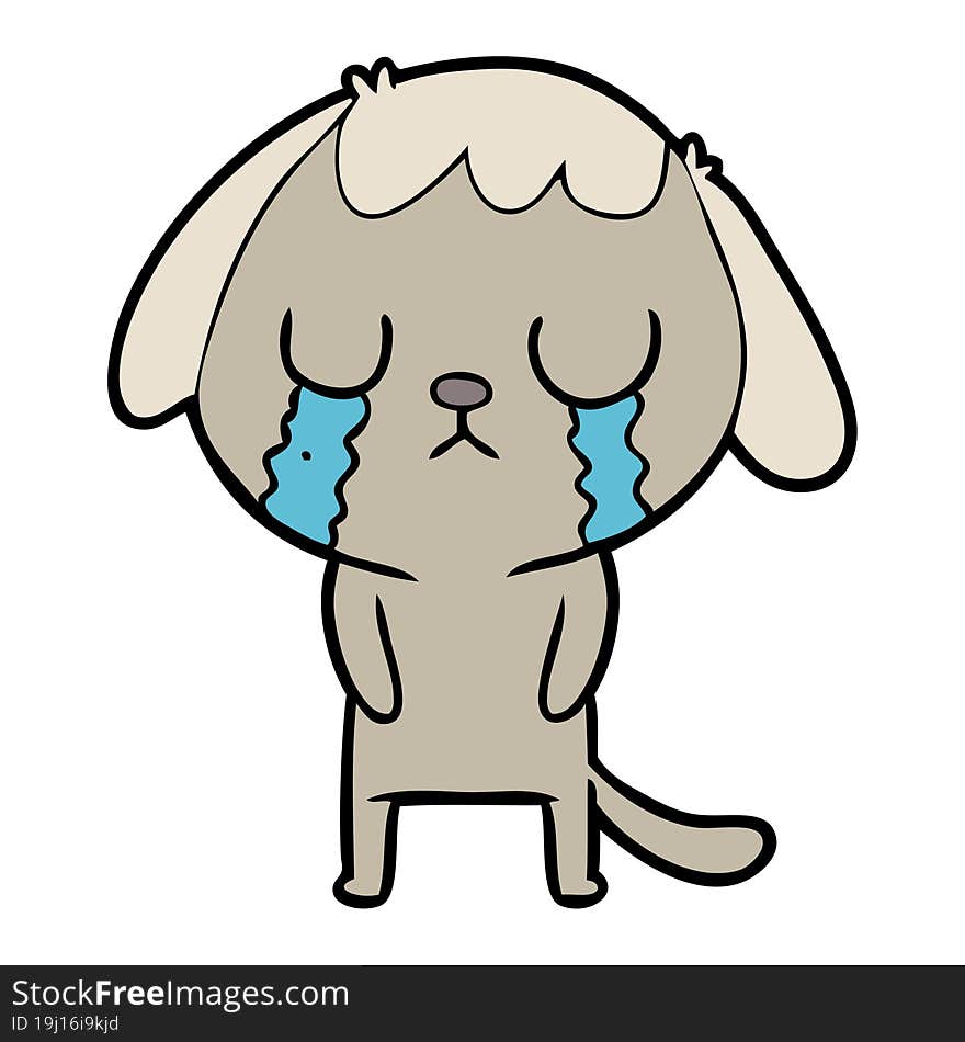 cute cartoon dog crying. cute cartoon dog crying