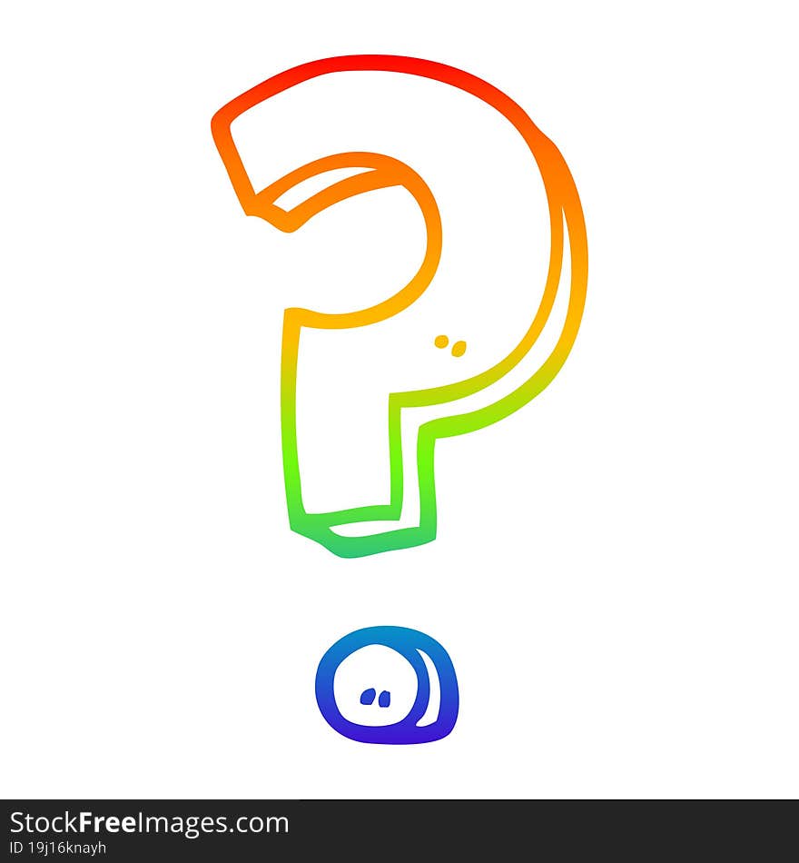 rainbow gradient line drawing cartoon question mark