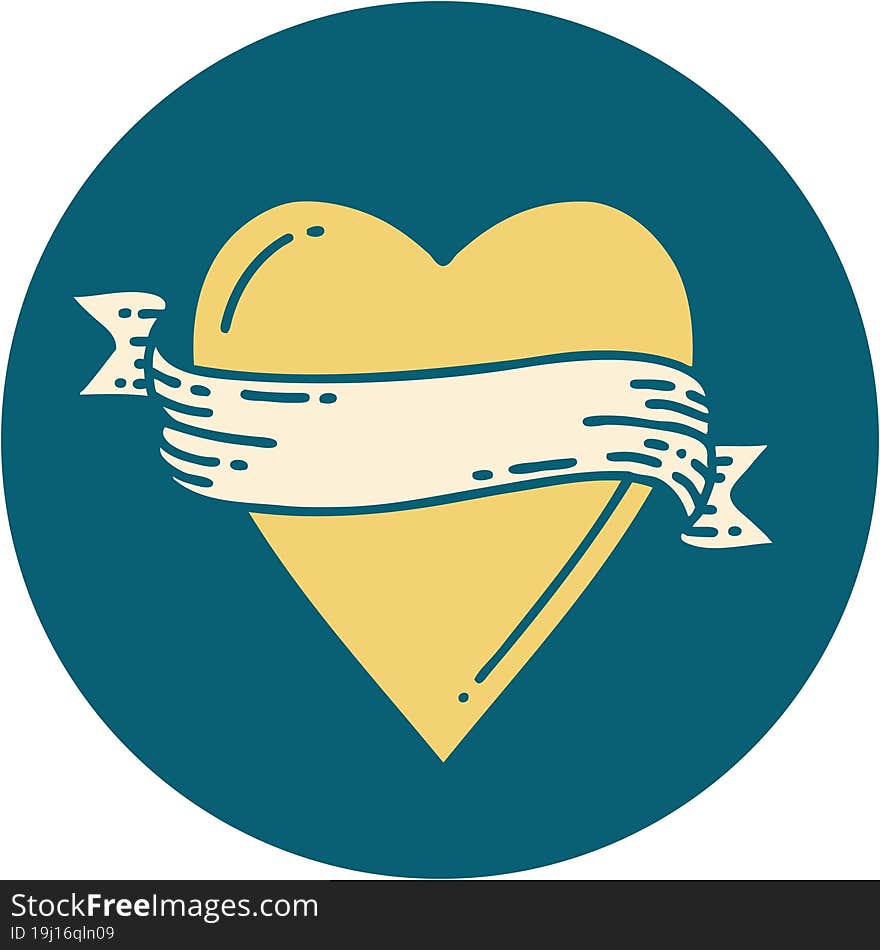 Tattoo Style Icon Of A Heart And Banner