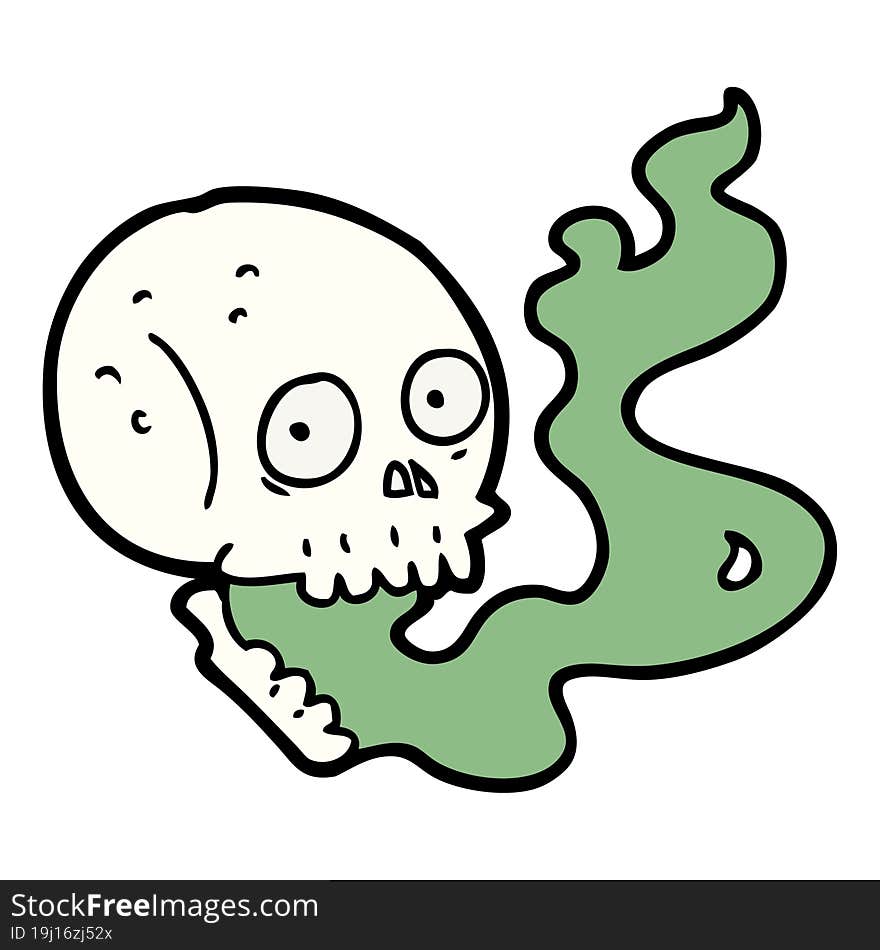 cartoon haunted skull. cartoon haunted skull