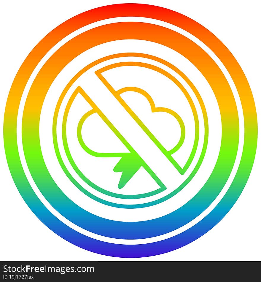 no storms circular icon with rainbow gradient finish. no storms circular icon with rainbow gradient finish