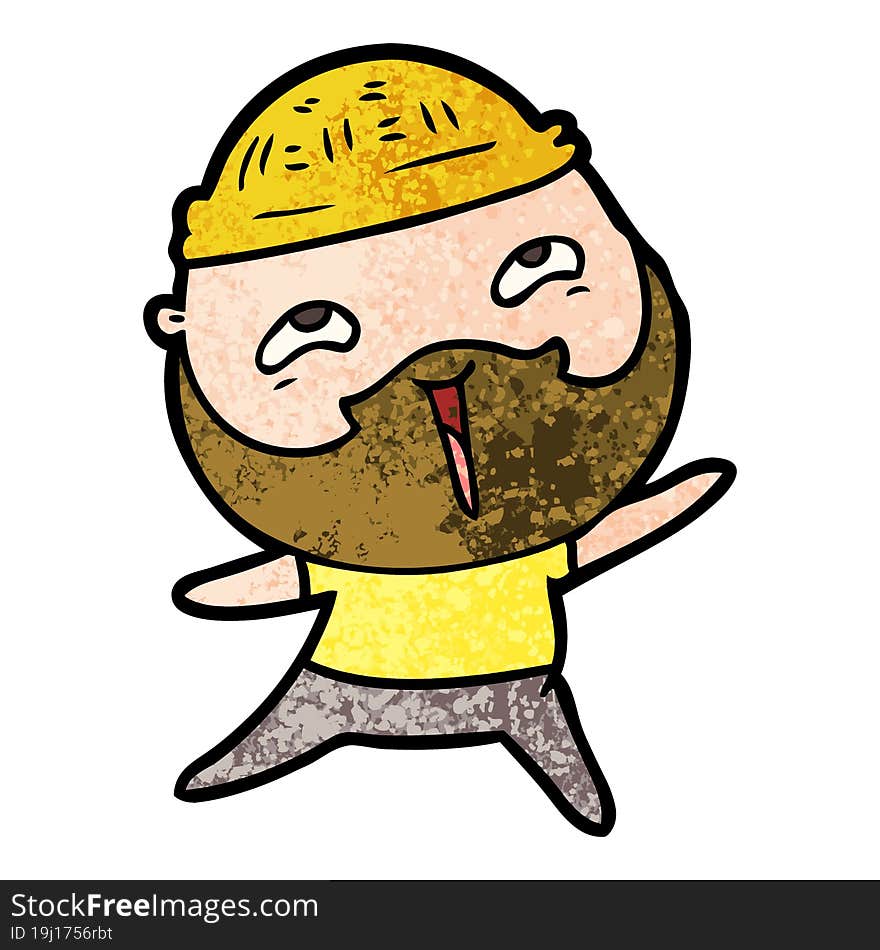 cartoon happy bearded man. cartoon happy bearded man