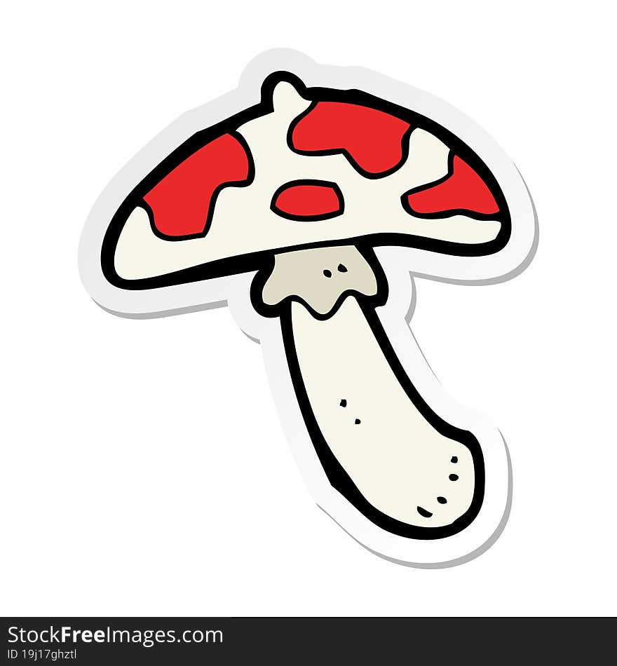 sticker of a cartoon poisonous toadstool