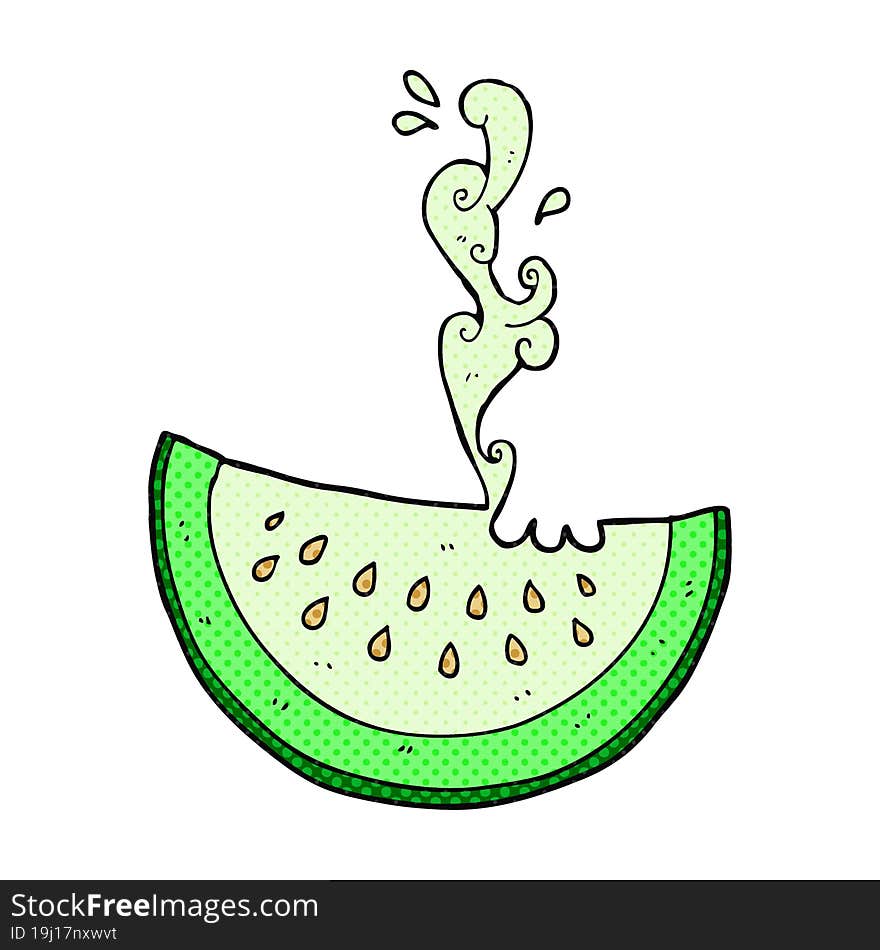 Comic Book Style Cartoon Melon Slice