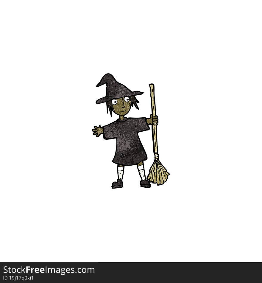 Cartoon Witch With Broomstick