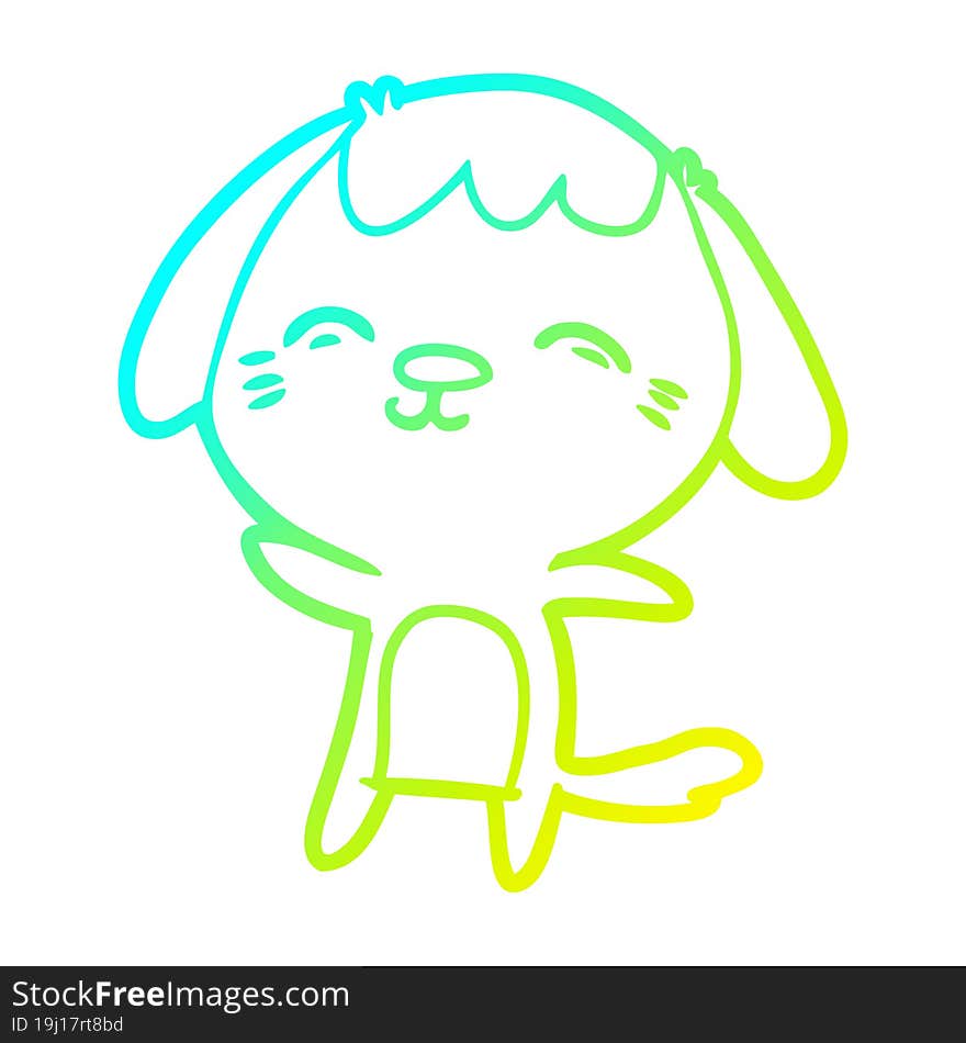 cold gradient line drawing happy cartoon dog