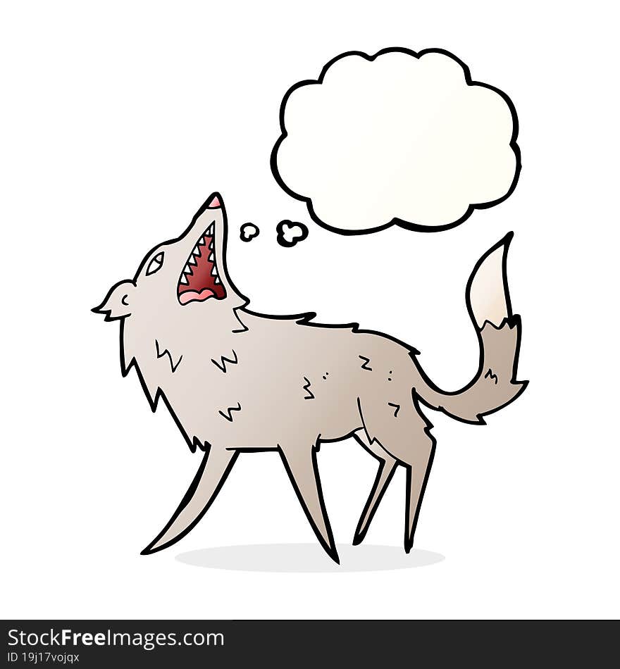 Cartoon Snapping Wolf With Thought Bubble