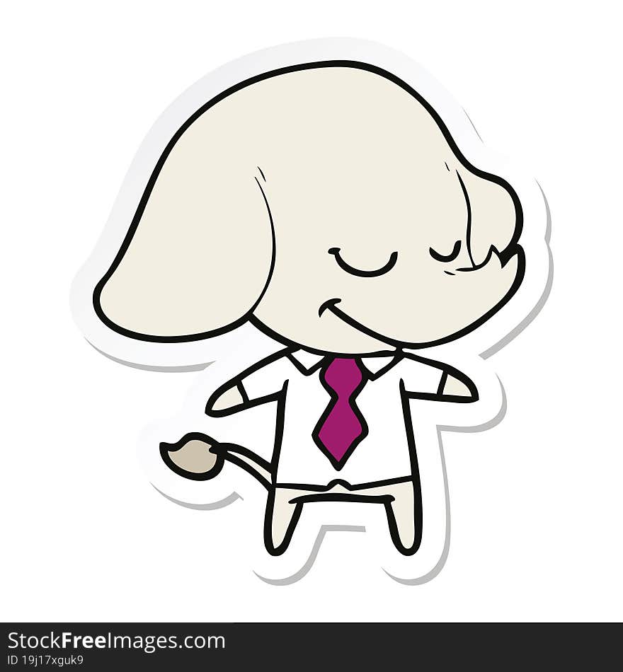 Sticker Of A Cartoon Smiling Elephant Manager