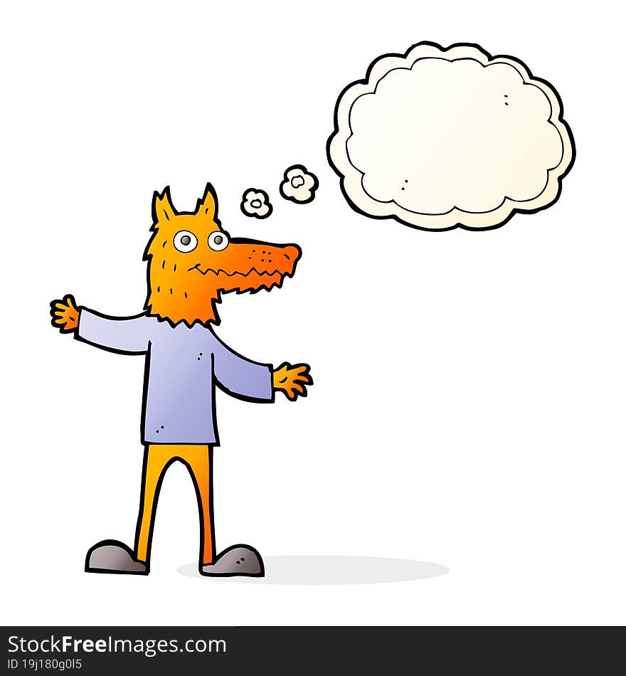 Cartoon Fox Man With Thought Bubble