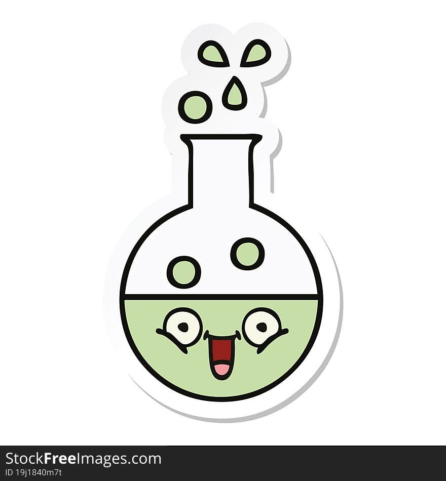 sticker of a cute cartoon test tube