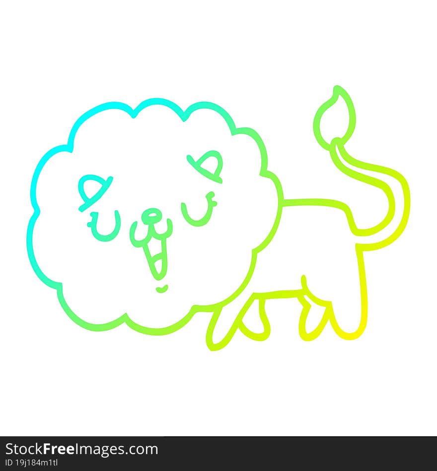 Cold Gradient Line Drawing Cute Cartoon Lion