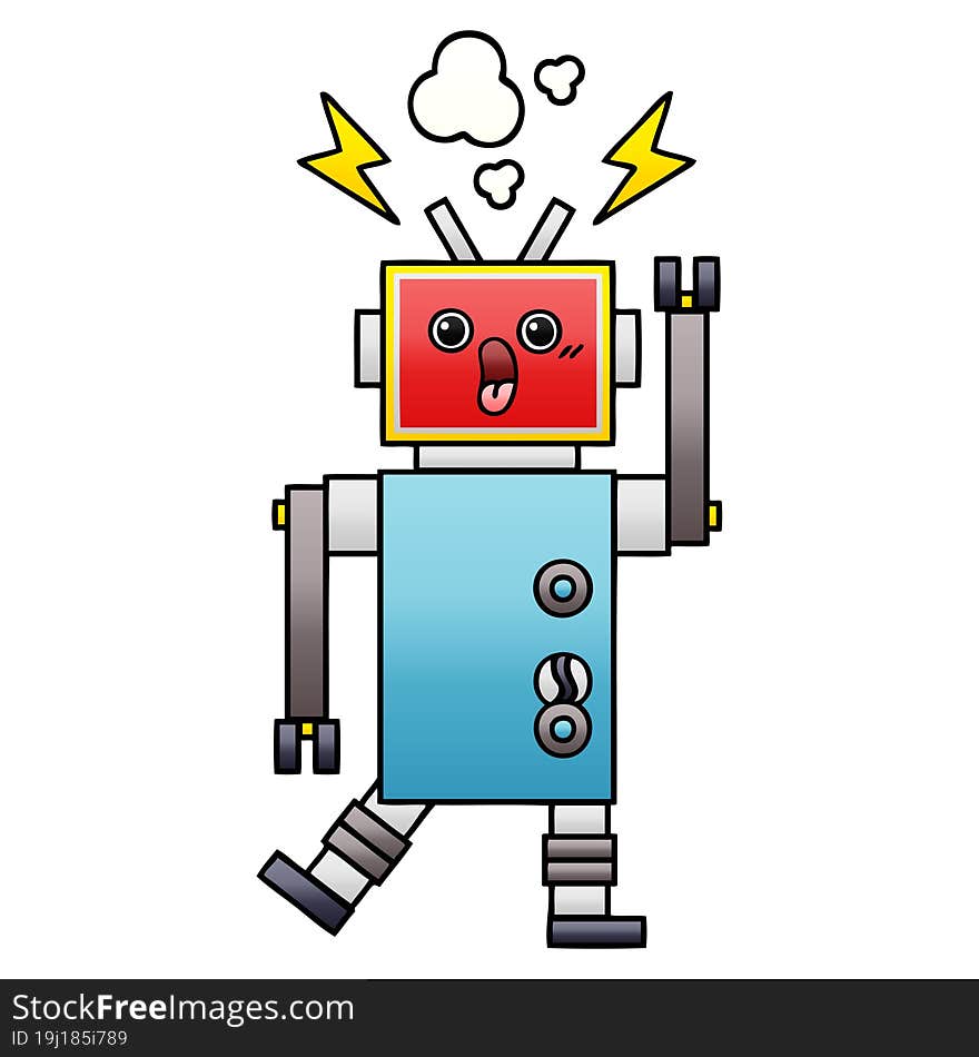 gradient shaded cartoon robot malfunction