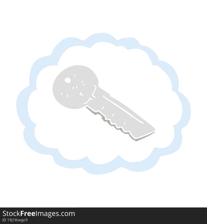 flat color illustration of a cartoon door key