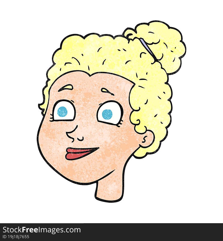 textured cartoon female face