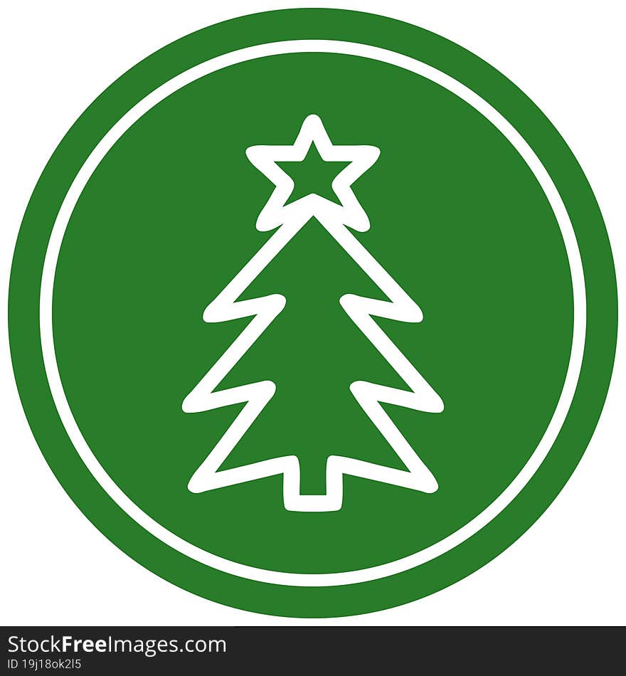 christmas tree circular icon symbol