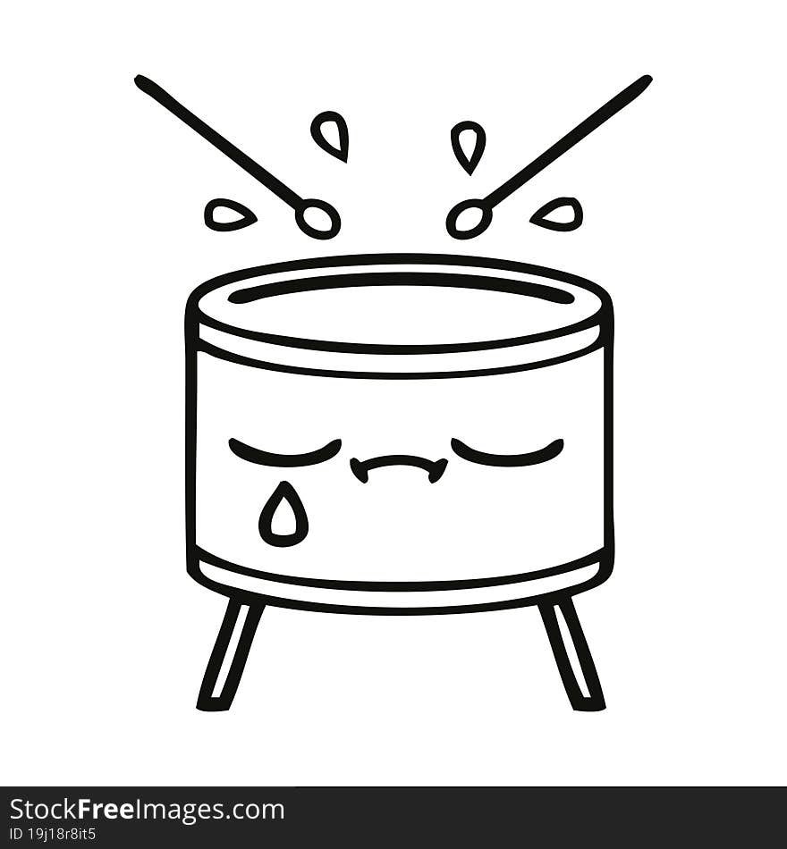 line drawing cartoon crying drum