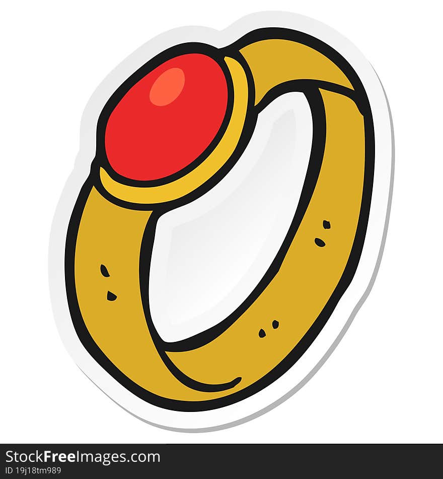 Sticker Of A Cartoon Ruby Ring