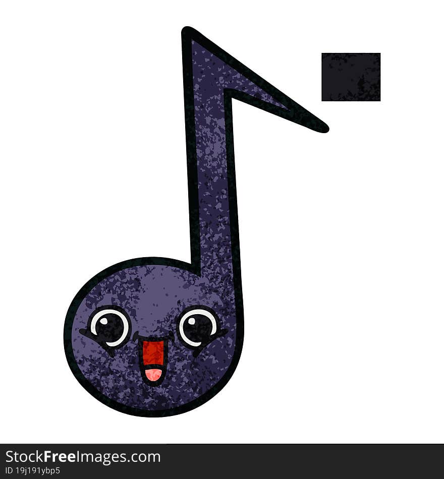 retro grunge texture cartoon musical note