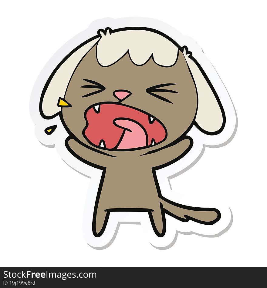 sticker of a cute cartoon dog barking