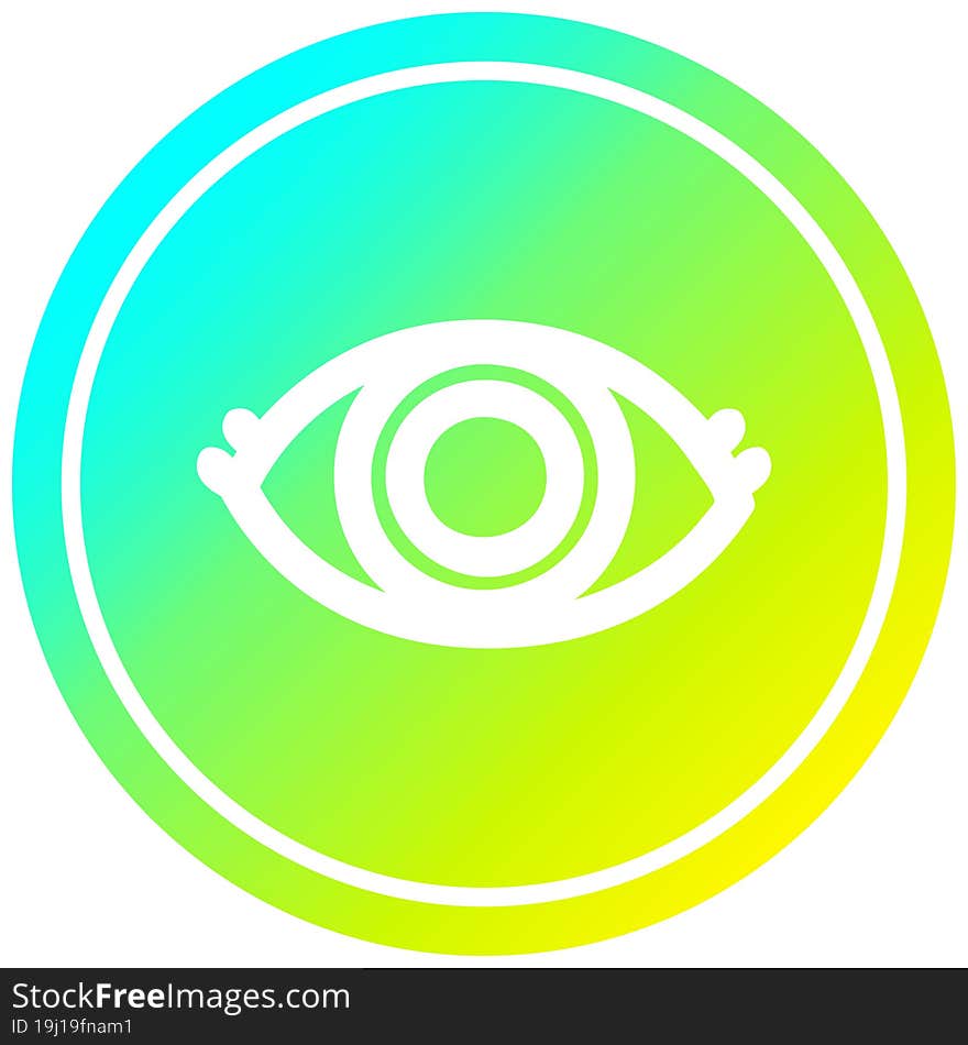 staring eye circular in cold gradient spectrum