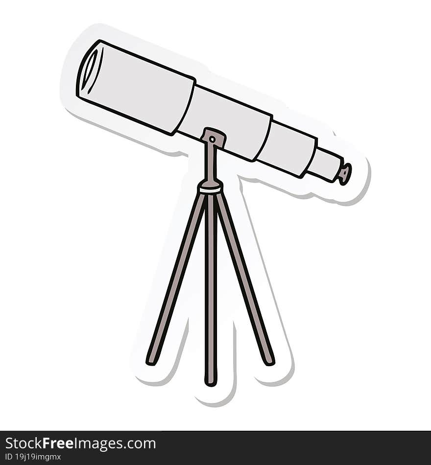 sticker of a cartoon telescope