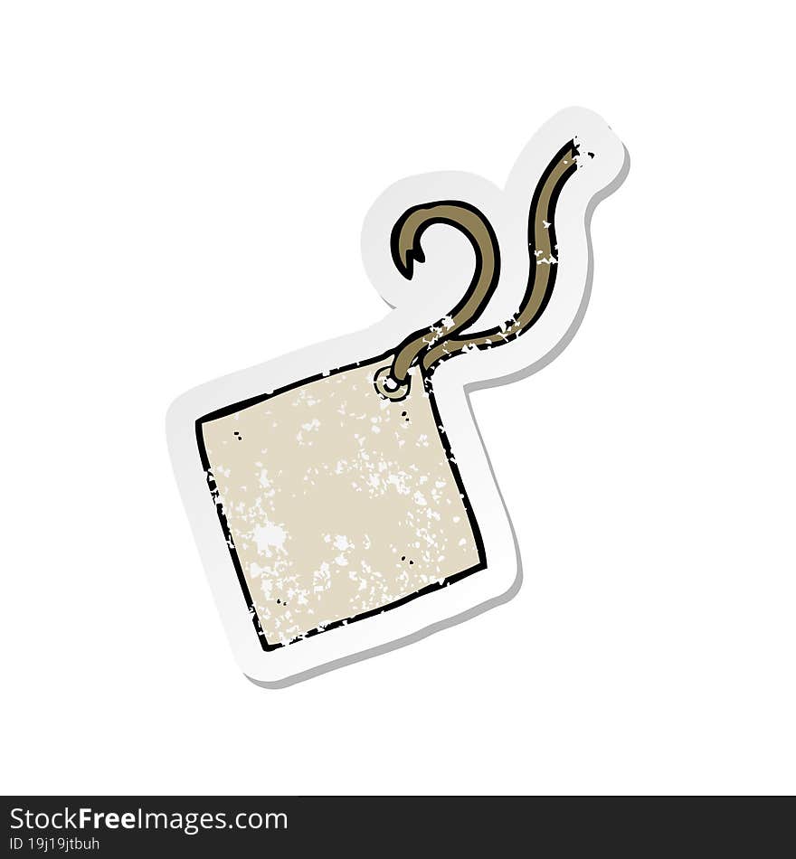 retro distressed sticker of a cartoon gift tag