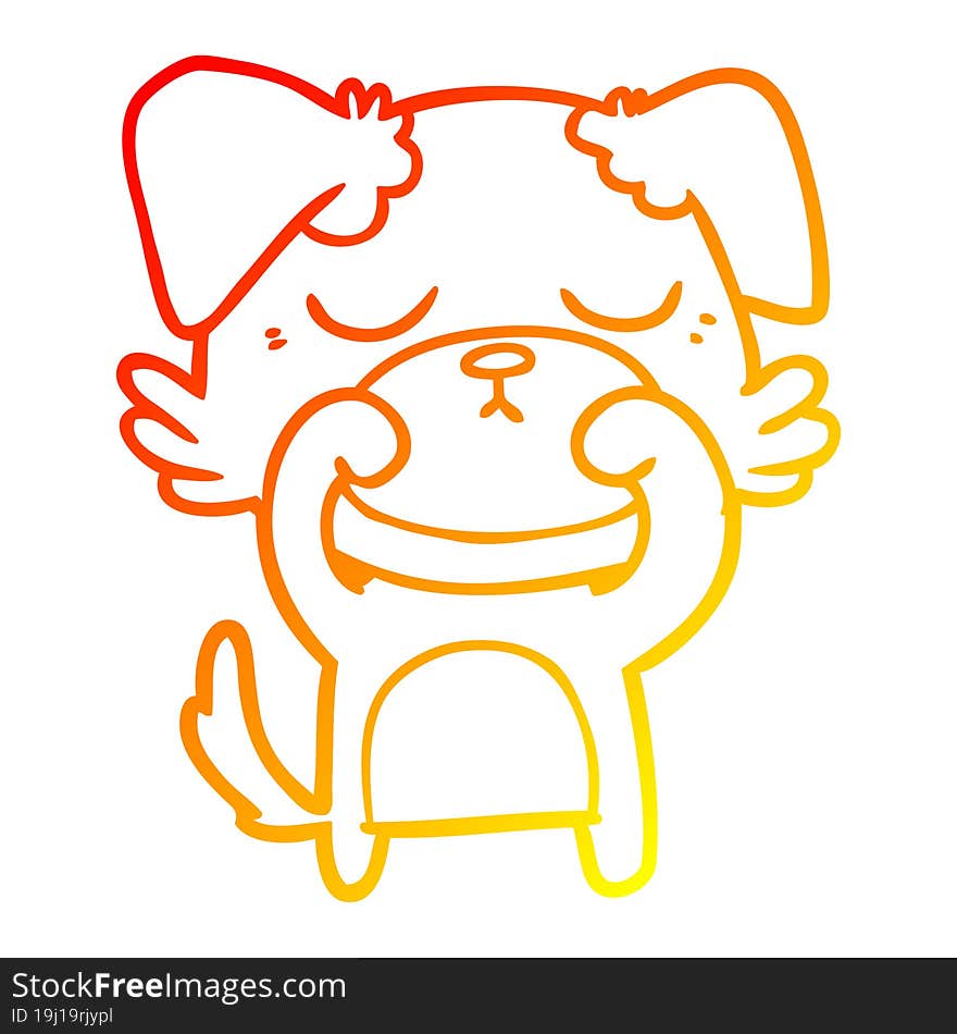 Warm Gradient Line Drawing Cute Cartoon Dog