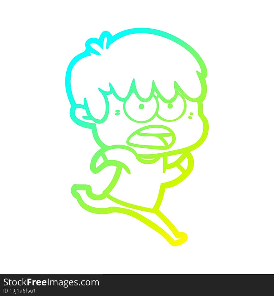 cold gradient line drawing worried cartoon boy