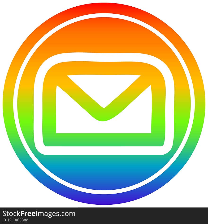 envelope letter circular icon with rainbow gradient finish. envelope letter circular icon with rainbow gradient finish