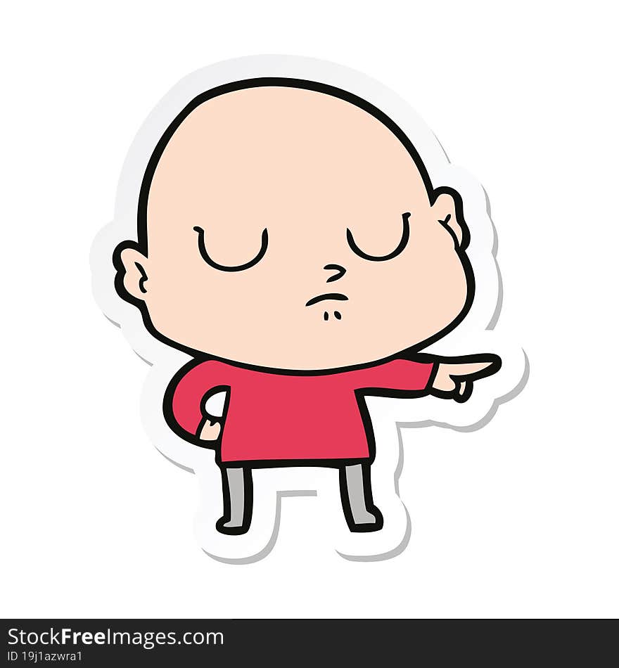 sticker of a cartoon bald man