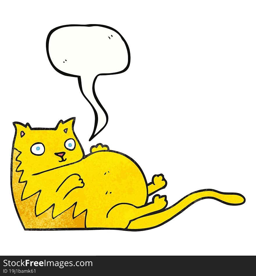 Speech Bubble Textured Cartoon Fat Cat