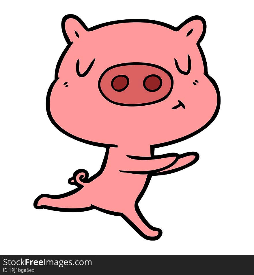 cartoon content pig running. cartoon content pig running