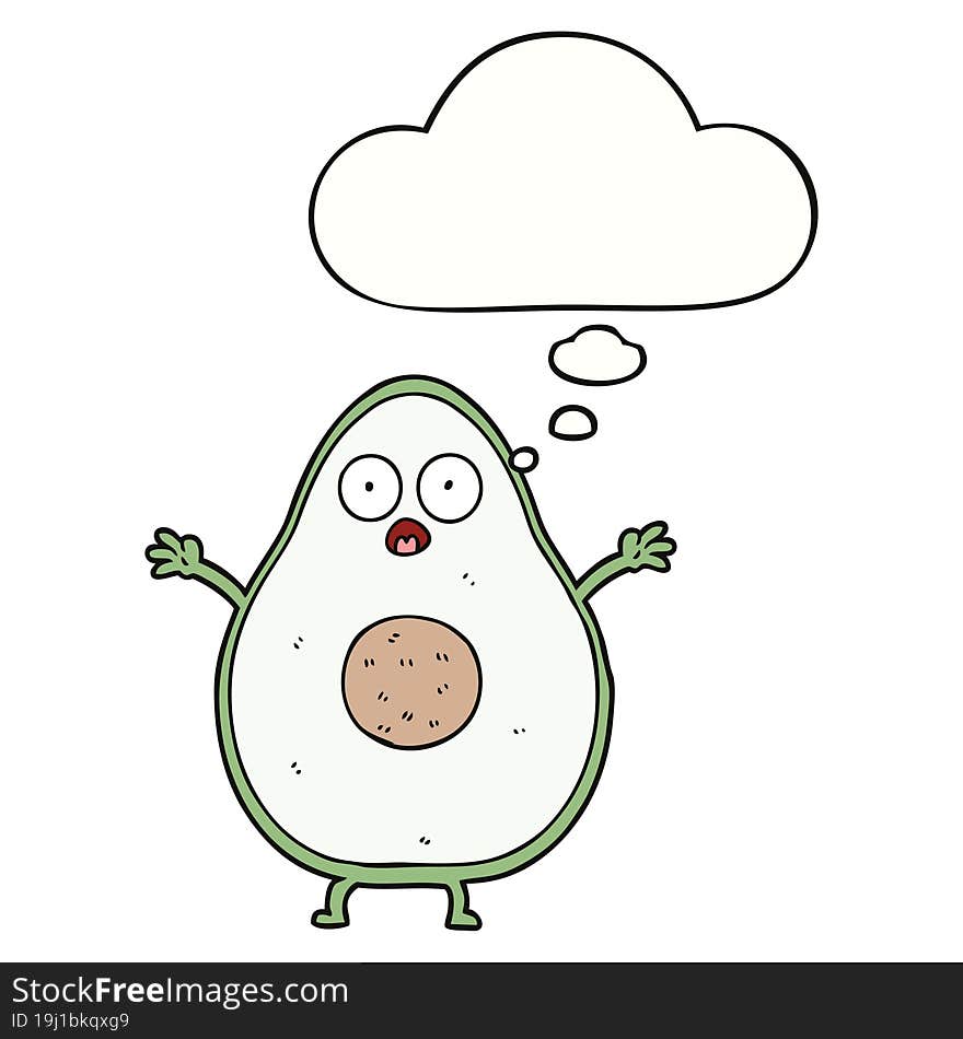 Cartoon Avocado And Thought Bubble