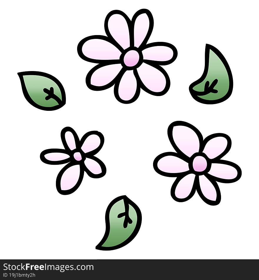 quirky gradient shaded cartoon flowers