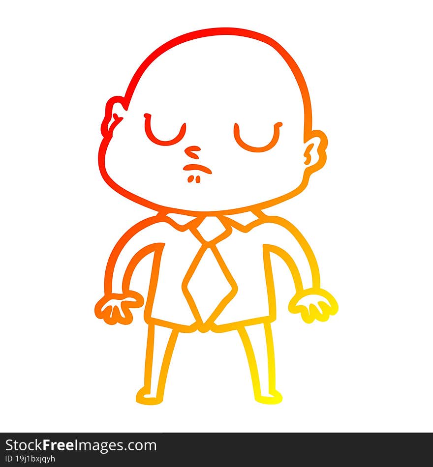 warm gradient line drawing of a cartoon bald man