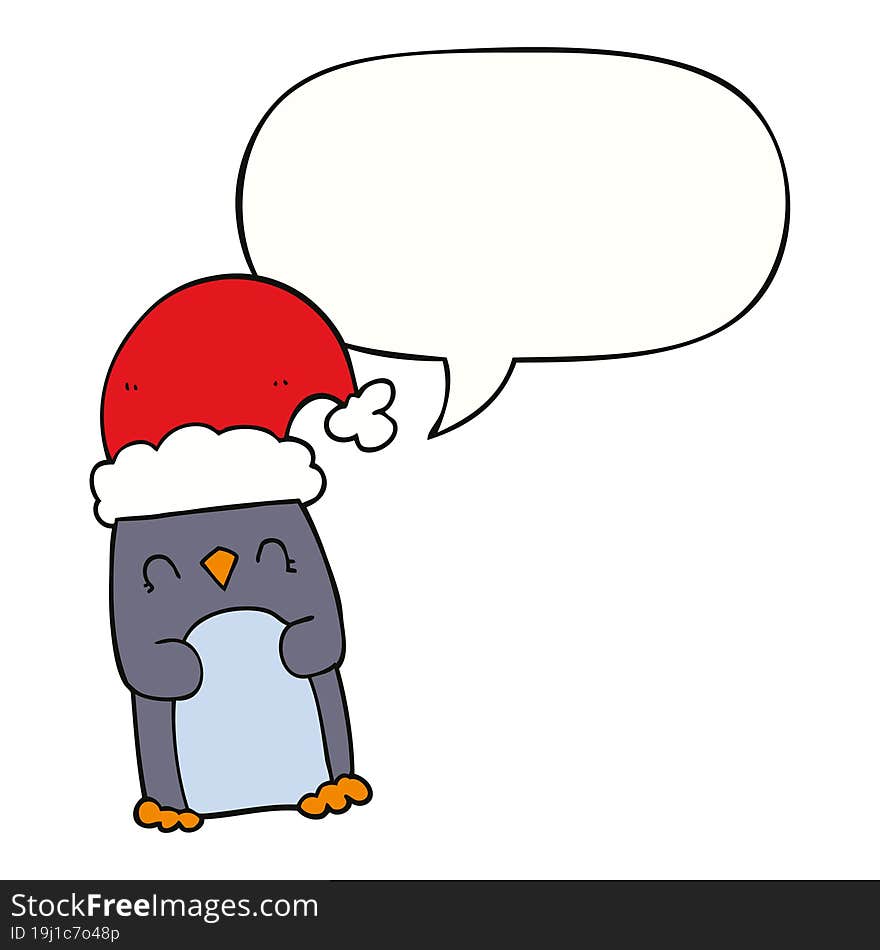 Cartoon Penguin And Speech Bubble