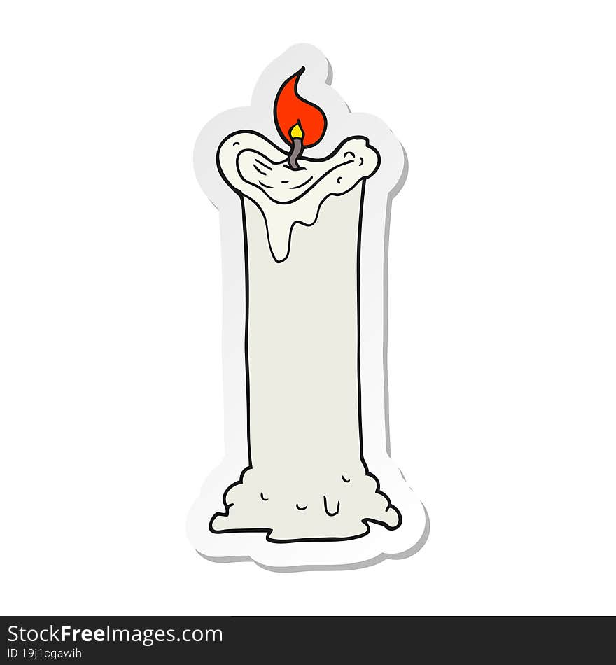 Sticker Of A Cartoon Spooky Candle