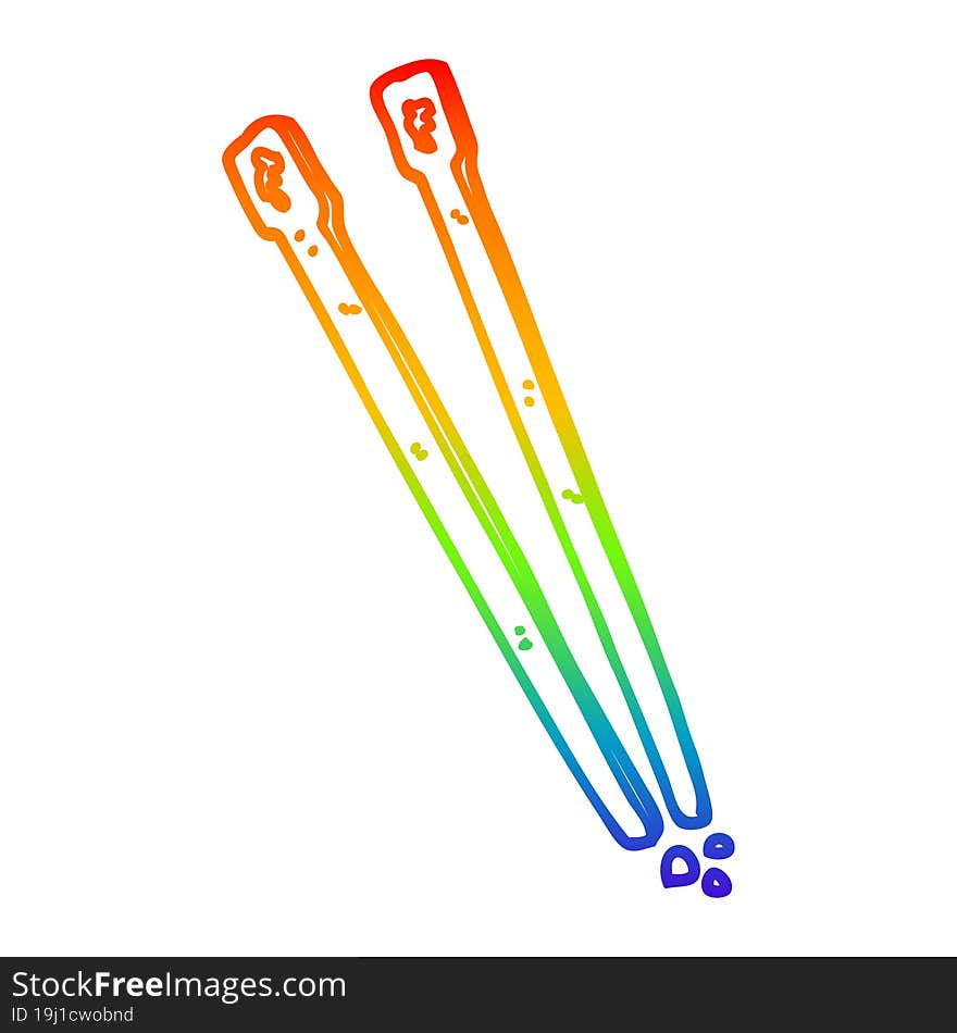 rainbow gradient line drawing cartoon wooden chopsticks